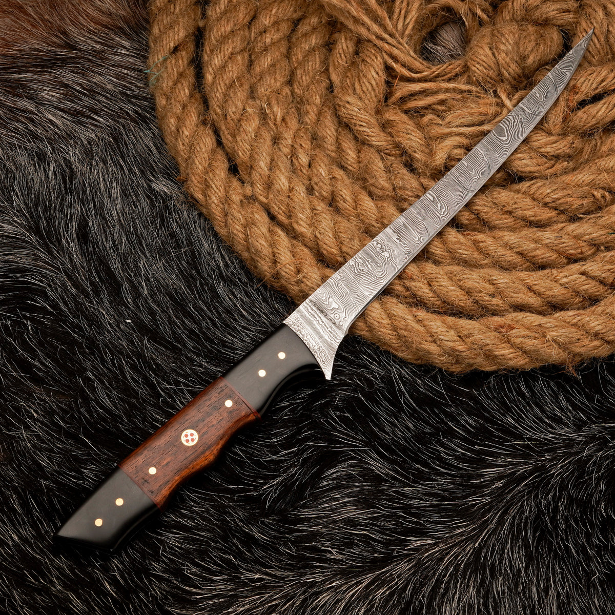 FISHING/FILLET KNIFE Handmade Damascus Steel Flexible Blade Knife Personalized Anniversary Gift Christmas Gift for Boyfriend Fixed Blade