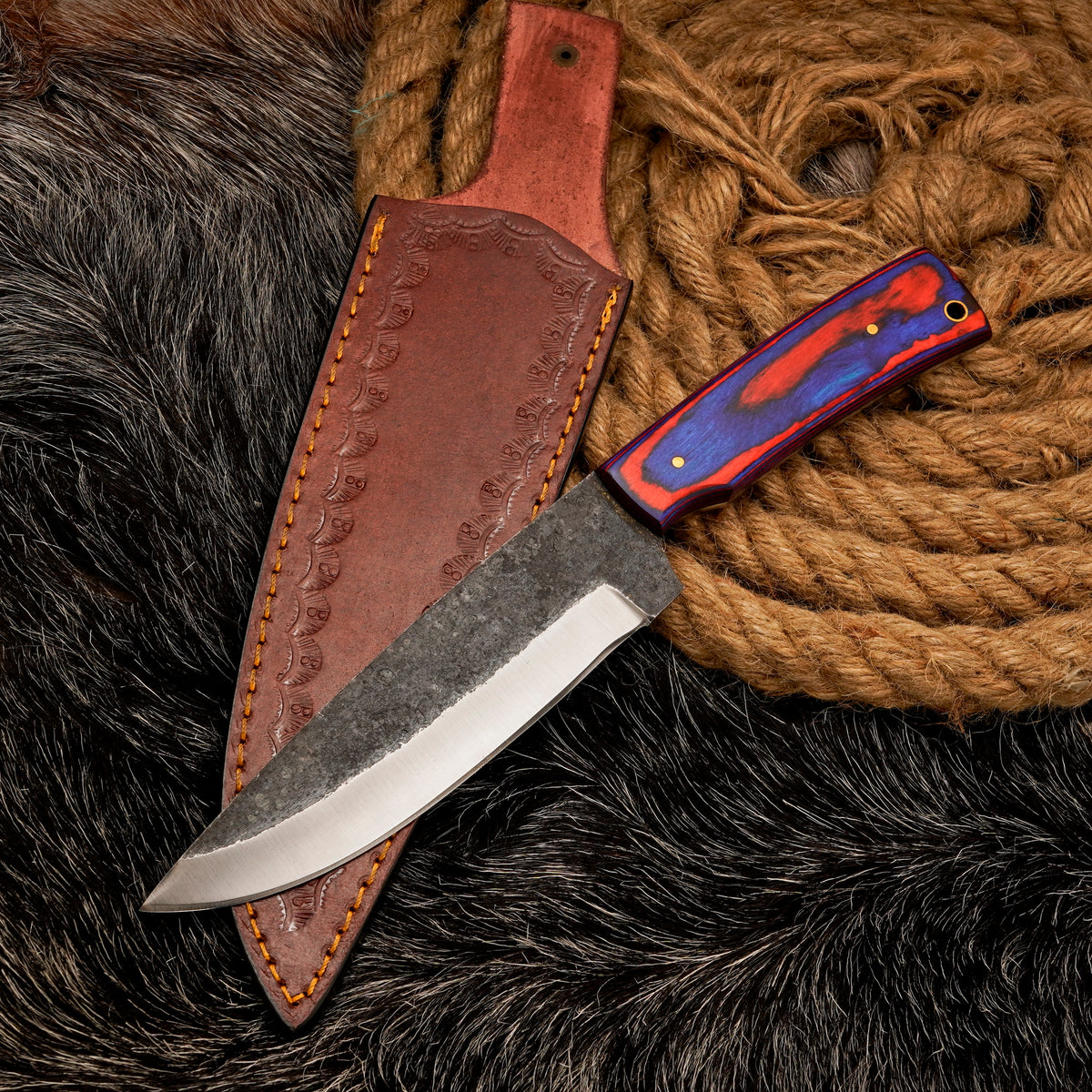 11" Custom Handmade Carbon Steel CAMPING SKINNER KNIFE Personalized Skinner Engraved Knife Gift For Husband Anniversary Gift Groomsmen Gift