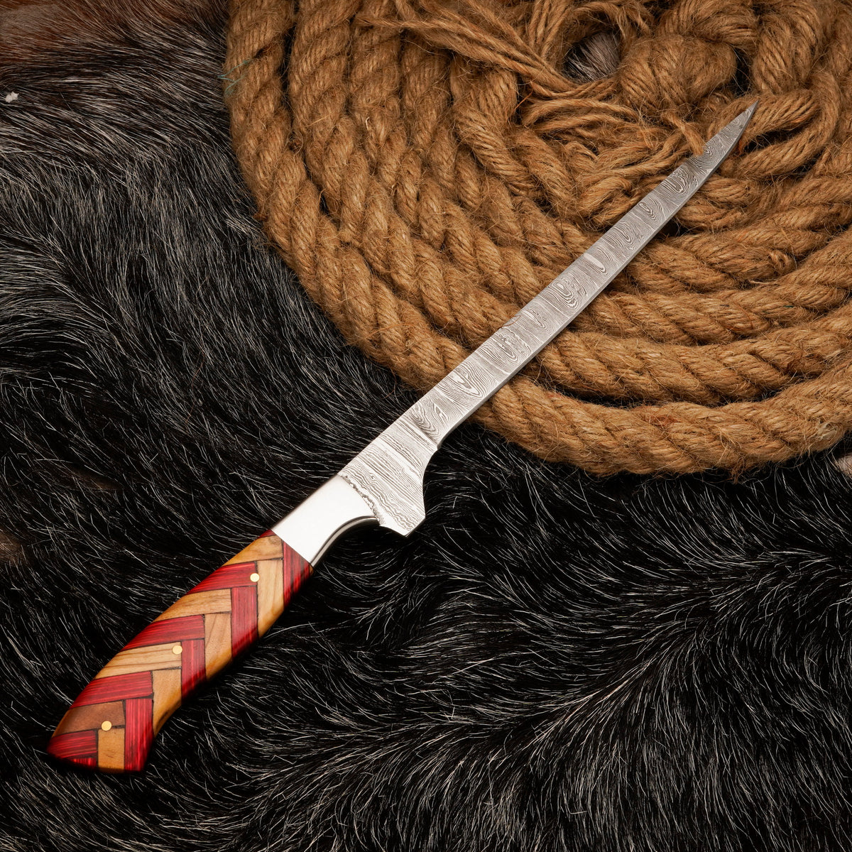 FILLET KNIFE Handmade Damascus Steel Flexible Blade Fishing Knife Birthday Gift for boyfriend Anniversary Gift Personalized Christmas Gift