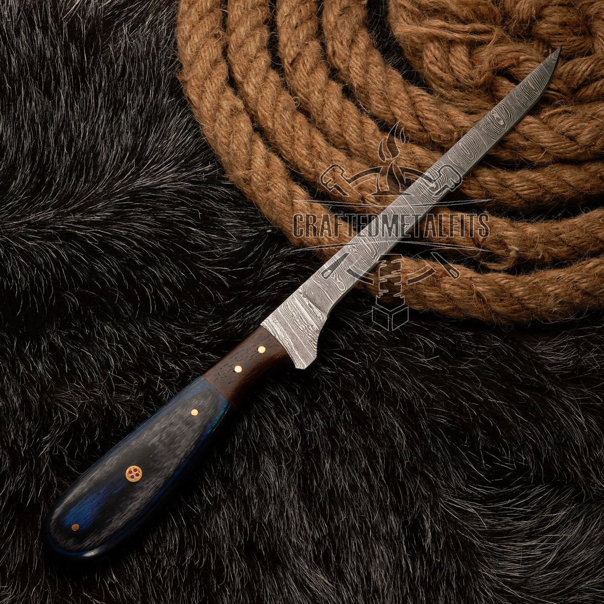 FISHING/FILLET KNIFE Handmade Damascus Steel Flexible Blade Knife Personalized Anniversary Gift Christmas Gift for Boyfriend Fixed Blade