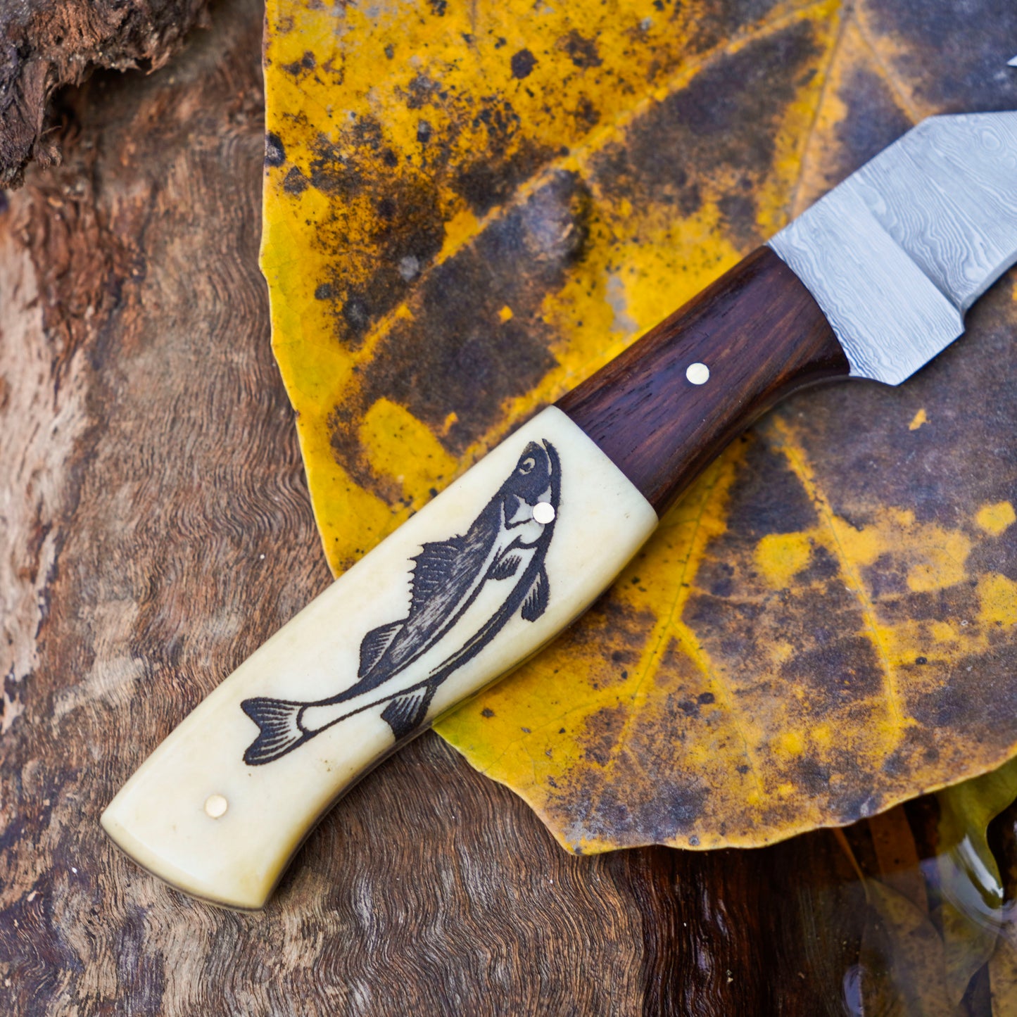 3 Pc Fillet Knife set Handmade Damascus Steel Fishing Knife Best Gift For Fishing Lover Personalized Knife Anniversary Gift For Husband (Copy)