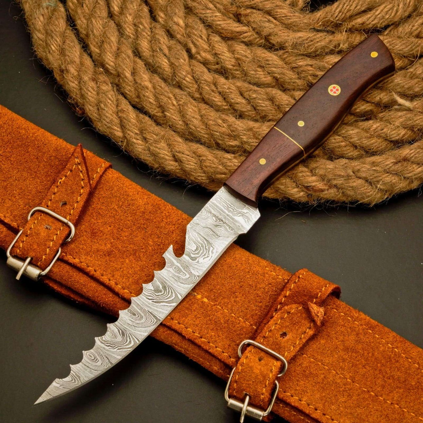 3 Pc Fillet Knife set Handmade Damascus Steel Fishing Knife Best Gift For Fishing Lover Personalized Knife Anniversary Gift For Husband