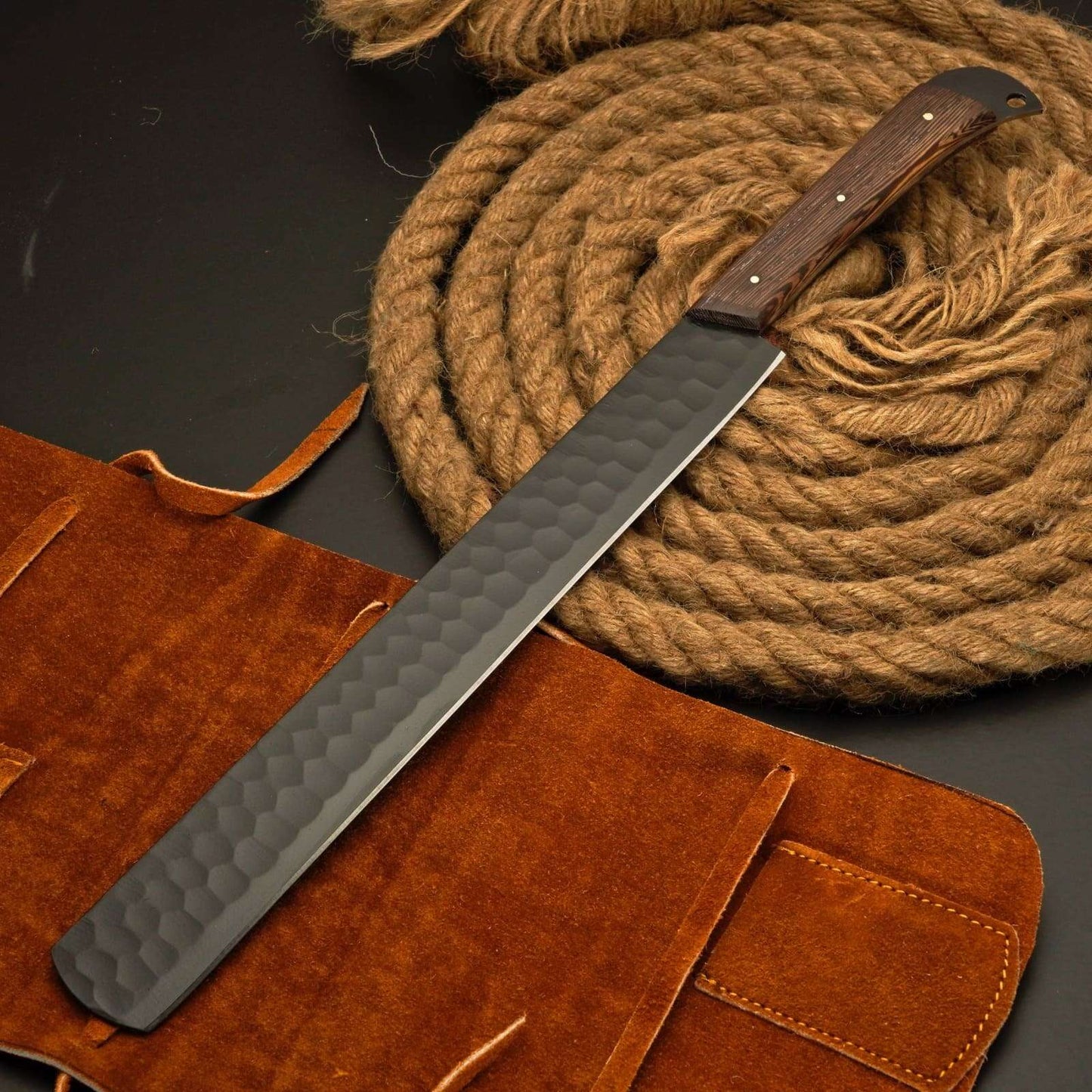 Premium Brisket Slicing Knife & Fork Set Leather Roll Kit BBQ Smoking Carving Gift Gift for Pitmasters Meat Slicing Set Birthday Gift