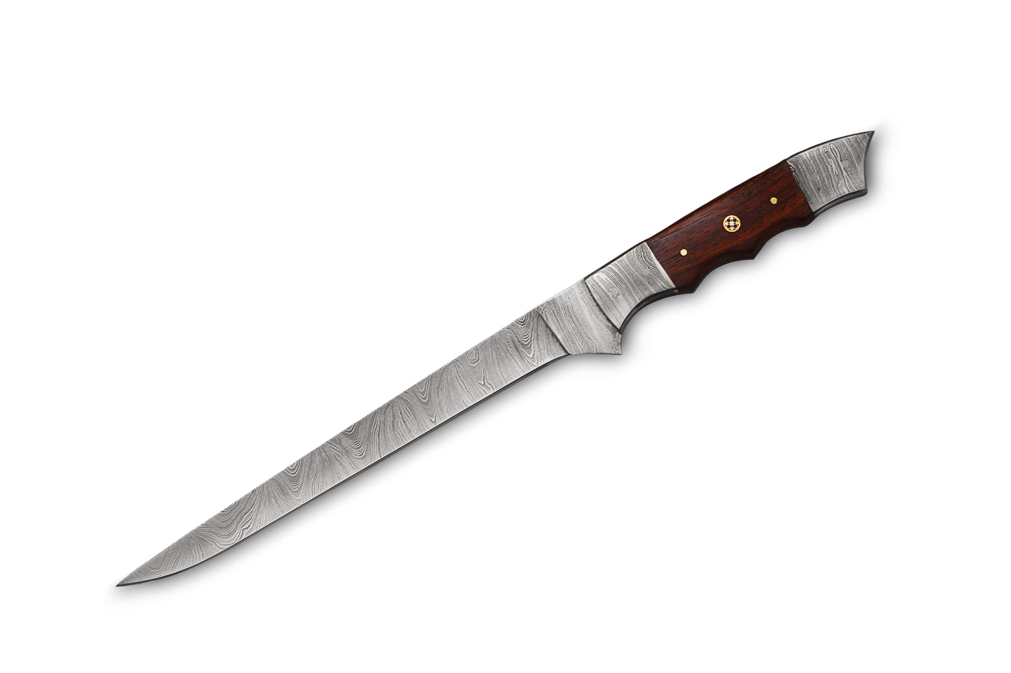 Damascus Steel Fillet Knife – 8" Blade, Rosewood Handle