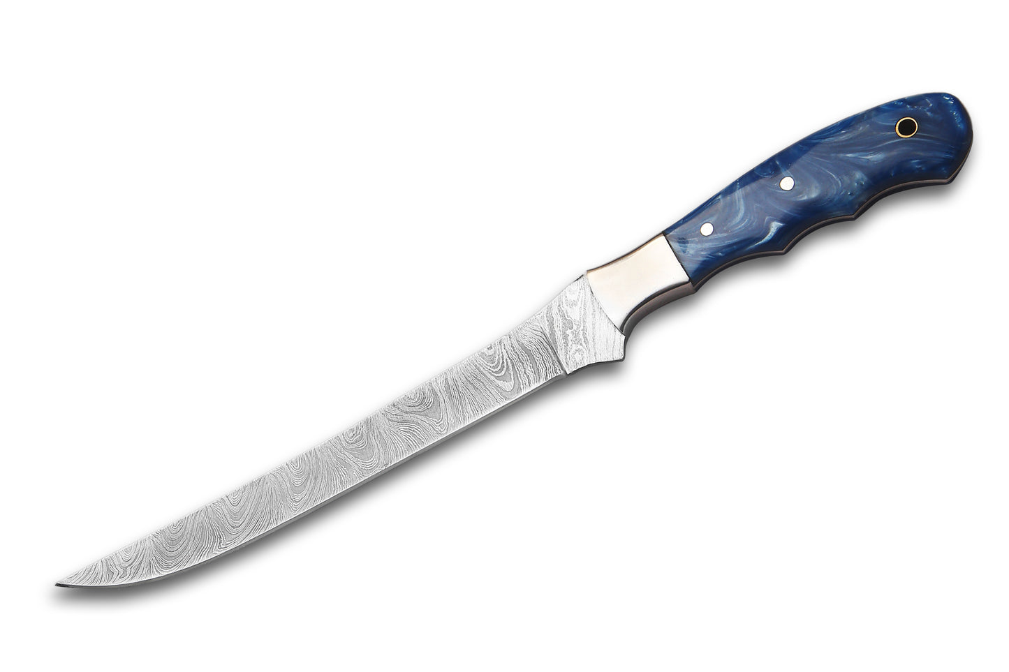 Damascus Steel Fillet Knife – 8" Blade, Resin Handle